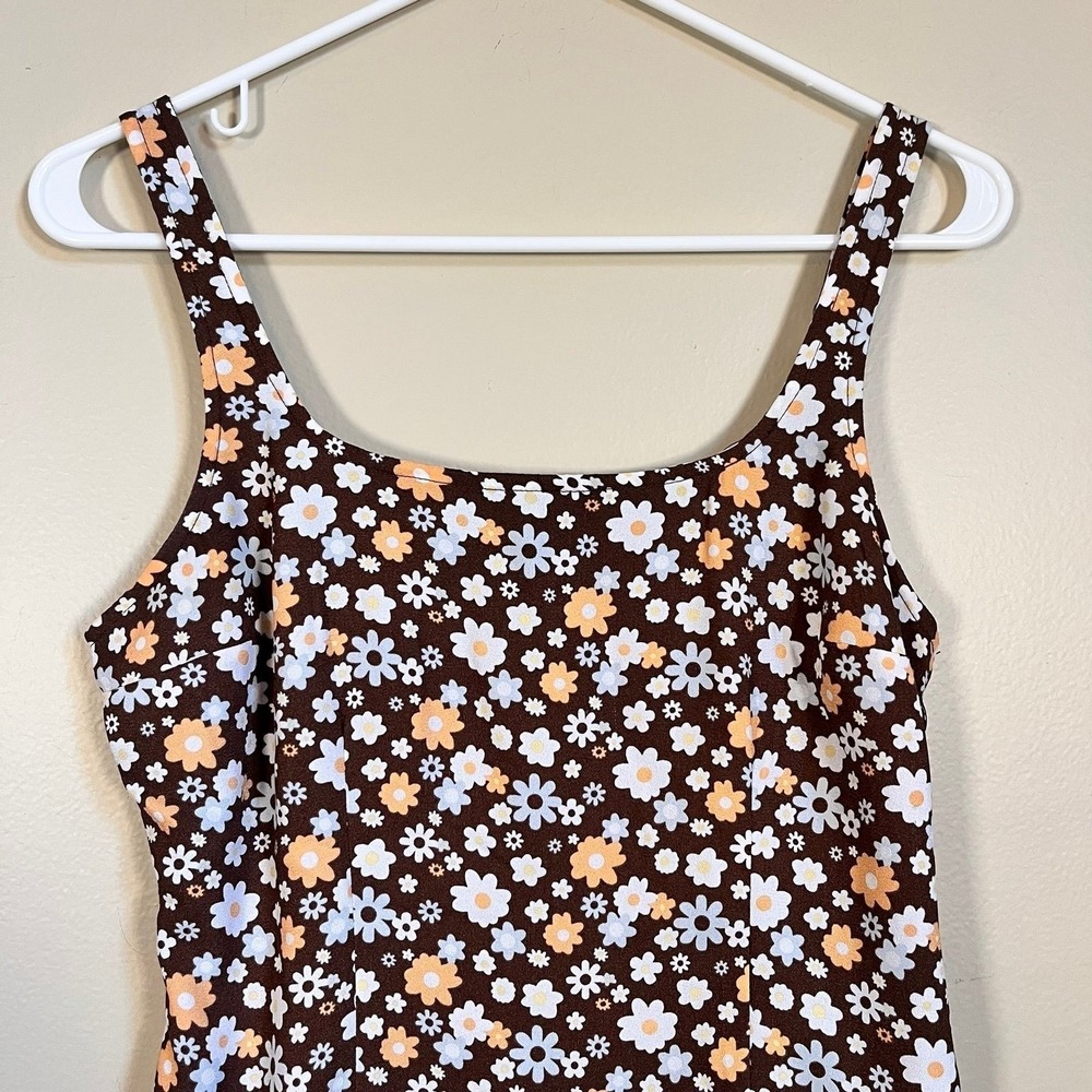 Hollister Women's Small Brown Daisy Floral Flower Power Print Mini Hippy Dress